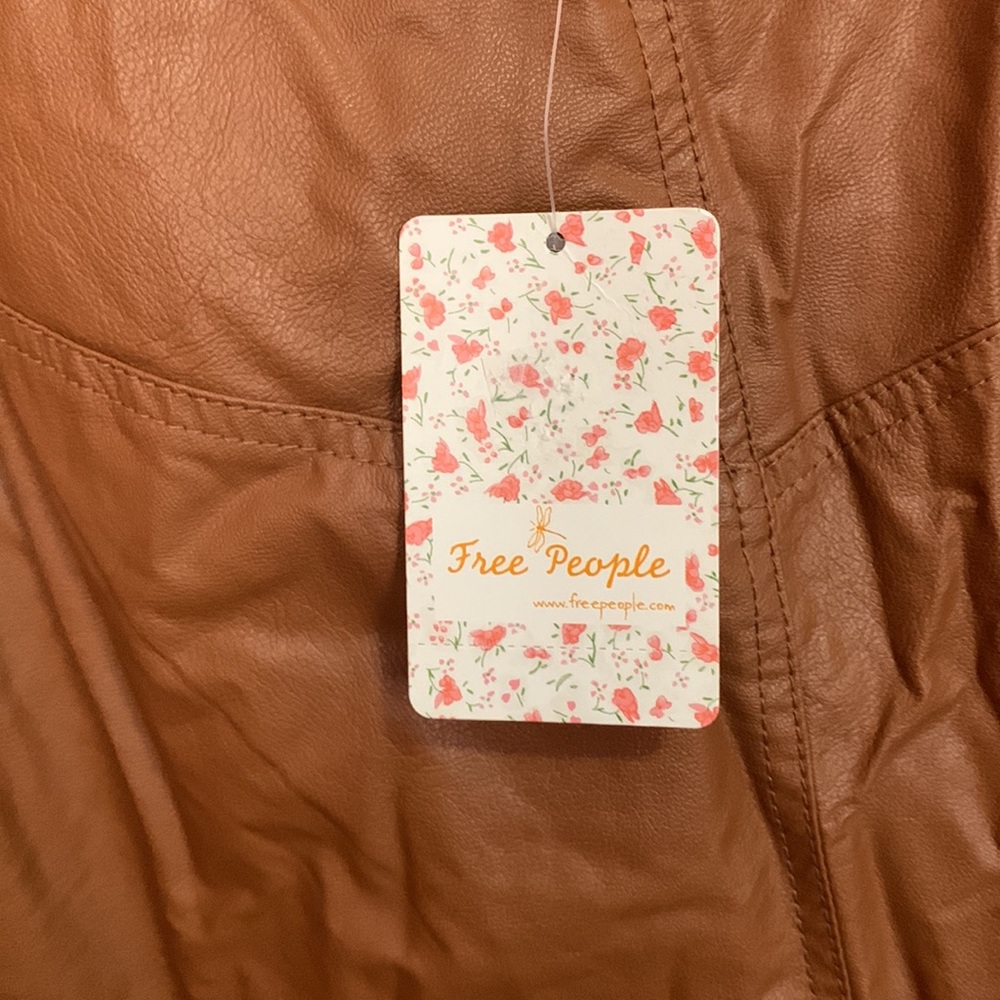 NWT Free People Zip Up Leather Skirt - Picture 5 of 5